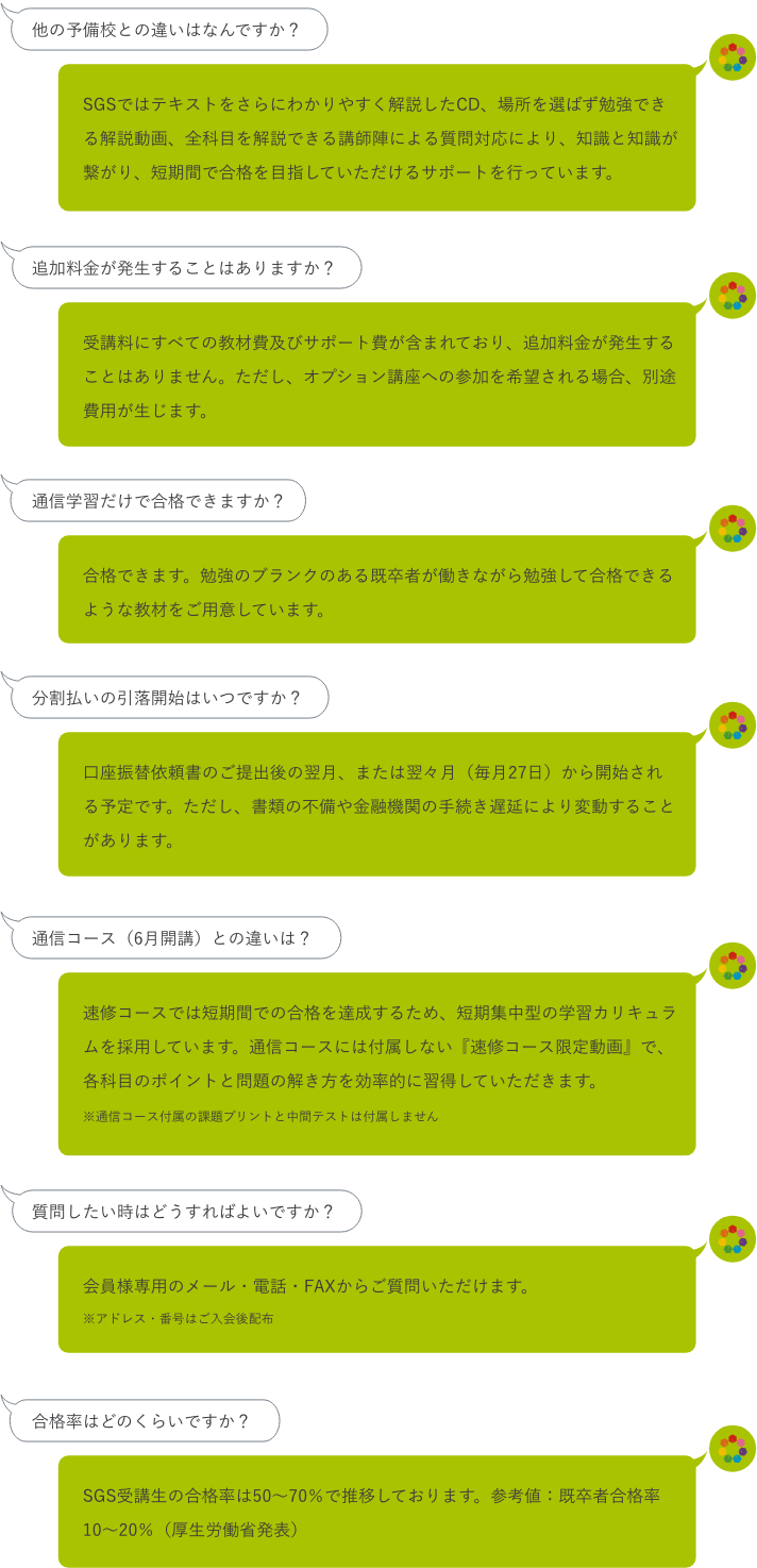 よくあるご質問の内容
